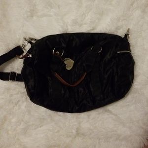 Pink black duffle bag